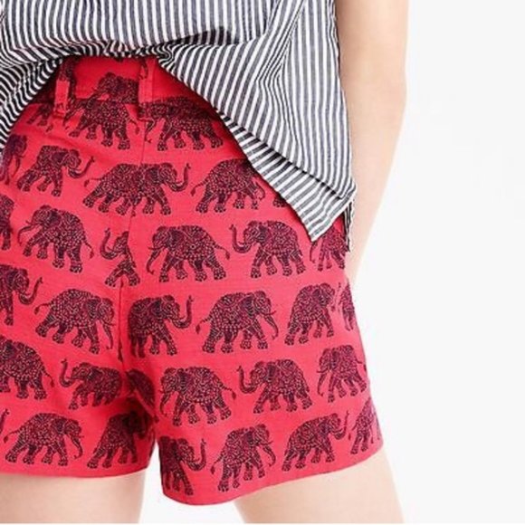 J Crew High Waist Elephant Print Shorts 0 - Picture 2 of 7
